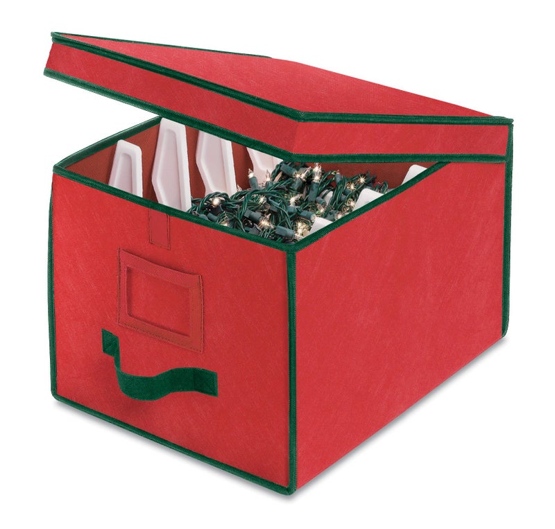 Whitmor Christmas Light Box Organizer Red with Green Trim - Image 2